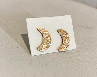 Crescent Moon gold fill post earrings