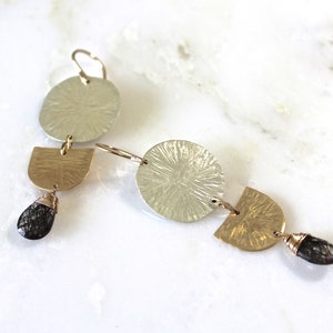Statement Ohrringe aus SterlingSilber und Gold, Rutilquarz