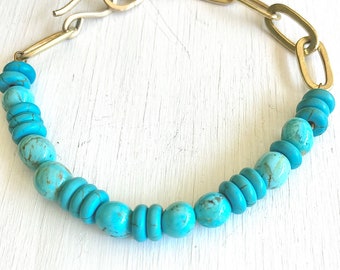 Kingman Turquoise and gold link bracelet