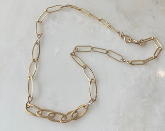 Gold chain necklace with mixed chains