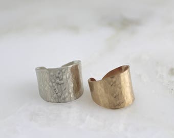 Camilla Cuff Ring, gold fill, sterling silver, hammered ring