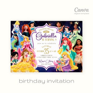 Princess Birthday invitation, Girl editable invite template, printable castle invitation, once upon a time royal party, instant download
