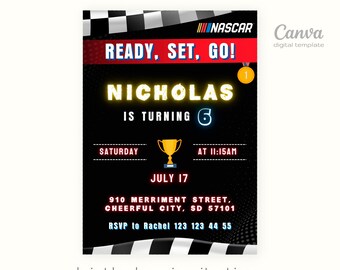 Nascar party, shake n bake birthday, Ricky Bobby, Boy racing invitation, Printable cars birthday invitation, speed editable invite template