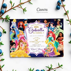 Princess Birthday invitation, Girl editable invite template, printable castle invitation, once upon a time royal party, instant download