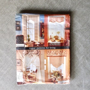 Vogue 1907 No-Sew Curtains, Toppers & Shades, Margot Hotchkiss Designs, 28&quot; to 40&quot; Windows, Living Room, Bedroom, Office, Kitchen, UNCUT