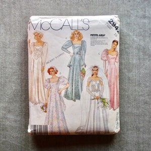 Vintage McCall&#39;s 2942 Size 10 (Bust 32 1/2) Bride Gown, Bridesmaid, Prom, Fabric Roses, Fitted Bodice, Strapless Or Sleeves, Complete & Cut