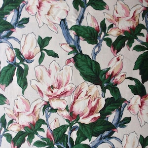 Waverly® Magnolia Blossom Floral &quot;Asheville&quot; Home Dec Fabric 54&quot; Wide, Cotton, Dark Green, Denim Blue & Pink, Pillow, Cushion, Curtains