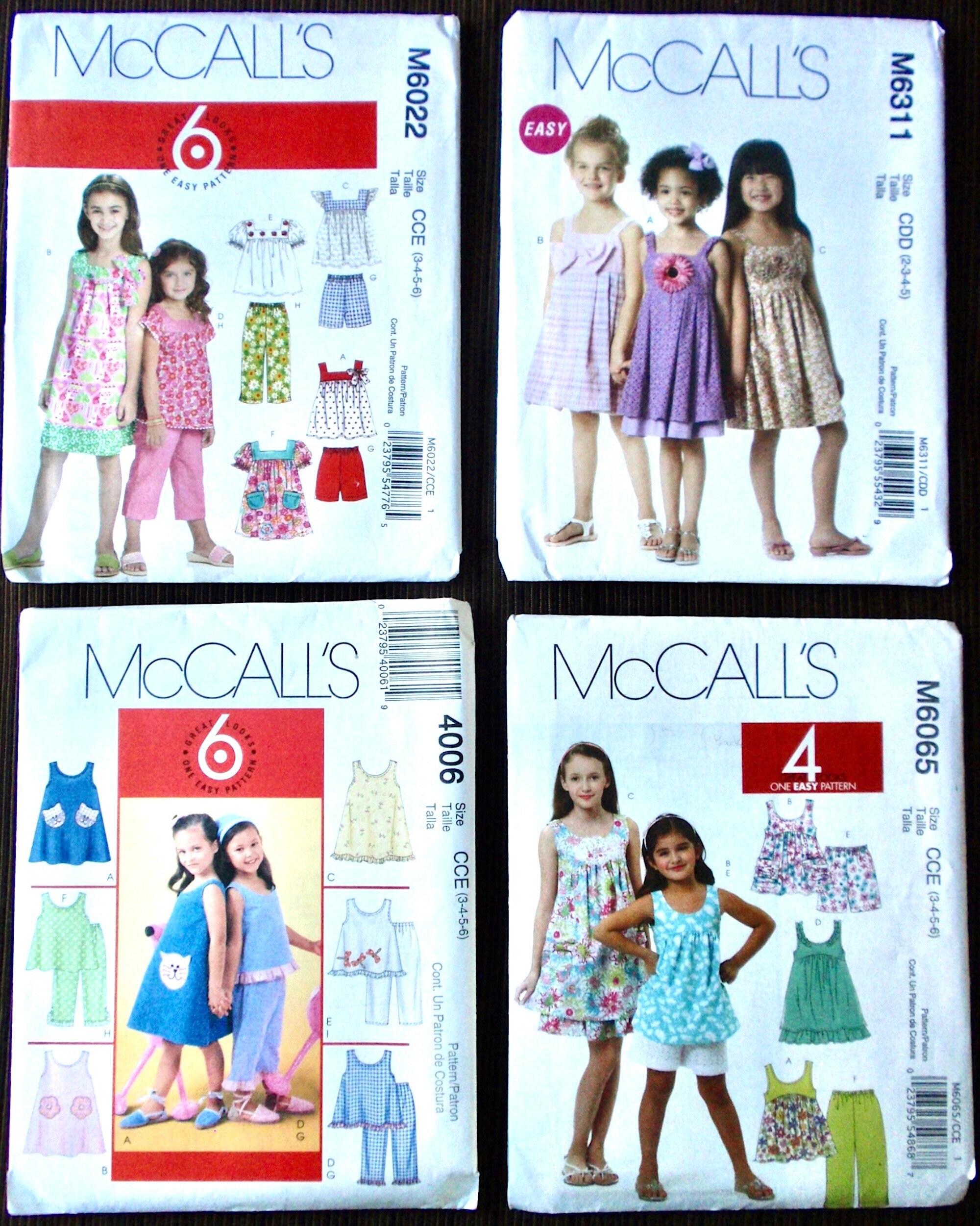 McCall's Patterns M6065 Children's/Girls' Tops, Dresses, Shorts and Capri  Pants, Size CCE (3-4-5-6) : : Home