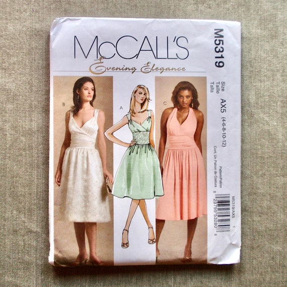 Mccall's M5319 5319 Dresses Sizes 4-12: Party Dress Wrap Bodice, Straps or  Halter Top, Full Skirt UNCUT - Etsy