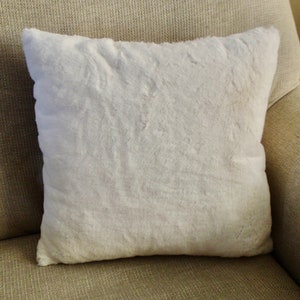 Handmade Minky™ Fur Pillow, 16" Creamy White, Polyester Faux Fur, Baby & Kids Room, Living Room, Bedroom, Home Office, Holiday Gift, New