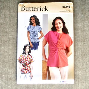 Butterick B6899 6899 Top Size 8-16: Raglan Sleeves & Center Twist Detail, Colorblock Option UNCUT