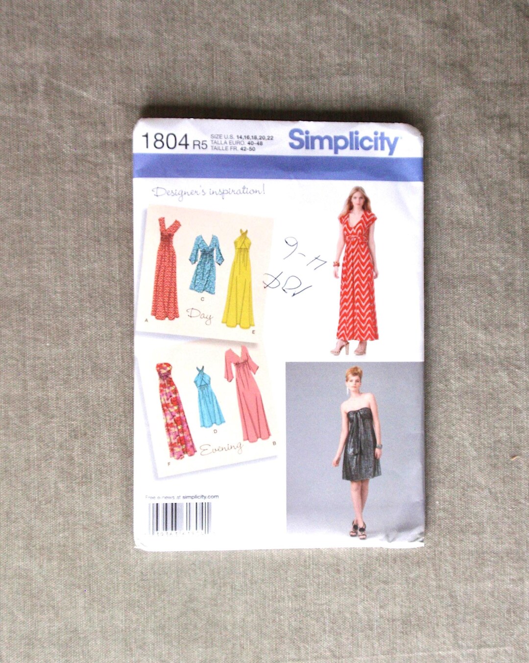Simplicity R11804 Simplicity 1804 Stretch Knit Dresses Size 14-22: Short & Long ...