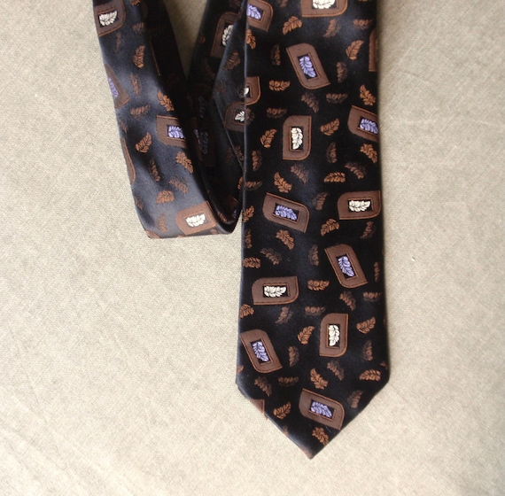 Vintage 90s Brocade Necktie: Feather Leaf Design, The Men's Store