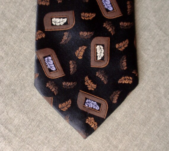 Vintage 90s Brocade Necktie: Feather Leaf Design, The Men's Store View 2