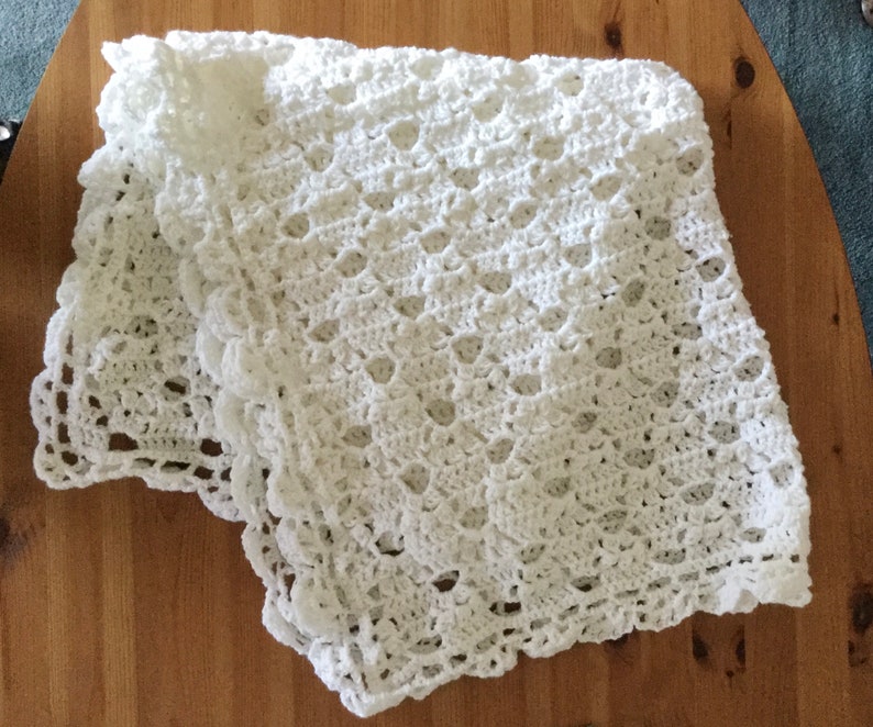 Crocheted White Baby Blanket Unisex Gender Neutral - Etsy