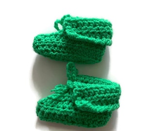 Crocheted 3-6 Month Green Baby Booties