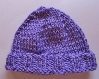 Newborn Knit Hat, Purple, Baby Beanie, Newborn Photo Prop, Newborn Hospital Hat