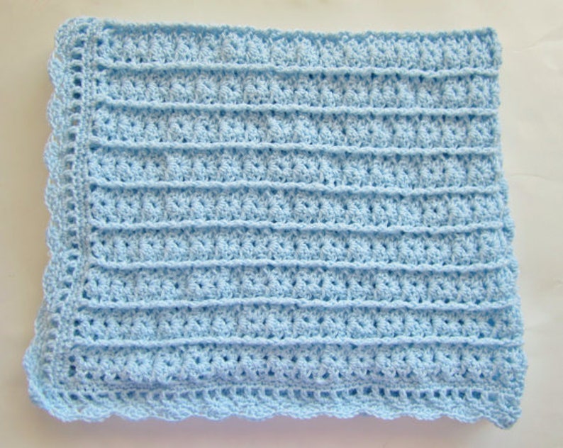 Crocheted Blue Baby Blanket image 2