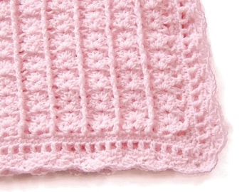 Crocheted Baby Blanket, Light Pink,  Girl Afghan, Baby Shower Gift