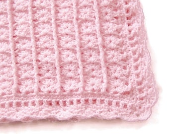 Crocheted Baby Blanket, Light Pink,  Girl Afghan, Baby Shower Gift