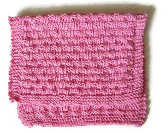 Knit Burp Cloth, Pink, Cotton Blend, Baby Shower Gift, Baby Girl Gift