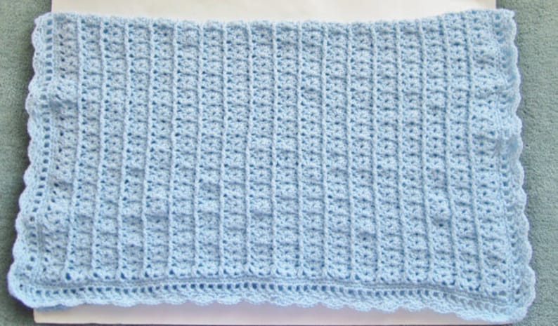 Crocheted Blue Baby Blanket image 4