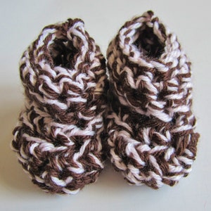 Crocheted  Booties, Newborn, Baby Boots, Pink and Brown Booties, Baby Shower Gift, Photo prop