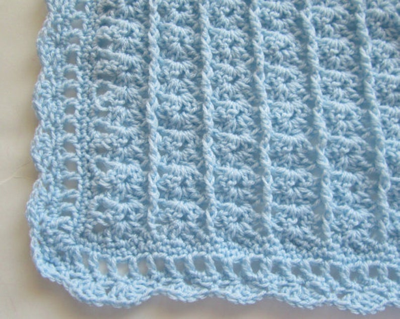 Crocheted Blue Baby Blanket image 1