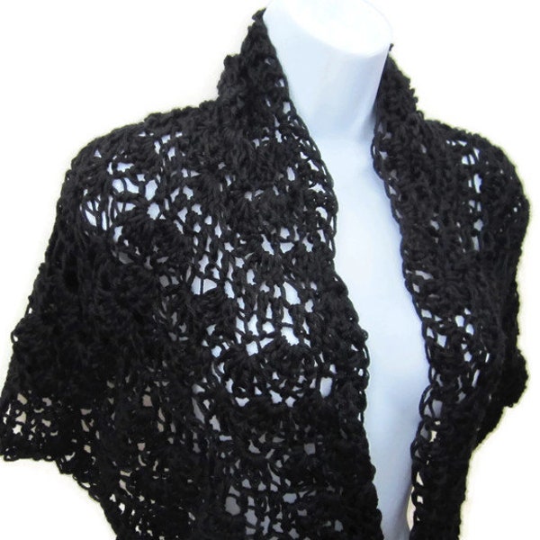 Crocheted Shawl, Wrap, Black, Blue, White, Burgundy, Creamy white, Rose, Beige