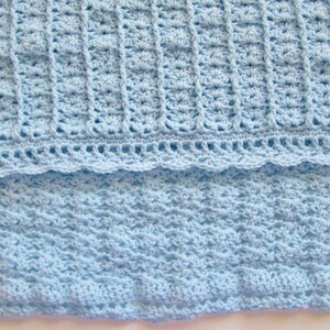 Crocheted Blue Baby Blanket image 3