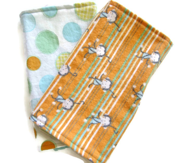 Burp Cloths, Reversible Flannel, Set of 2, Soft Burp Cloths, Unisex