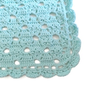 Crocheted Pastel Green Baby Blanket, Afghan