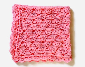 Crocheted Pink Baby Blanket, Baby Shower Gift