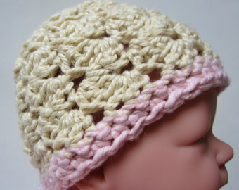 Newborn Hat, Cotton Silk Babt Hat, Crocheted, Newborn Baby Beanie, Baby Shower Gift,  Hospital Hat, Girl
