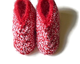 Crocheted Women's Slippers Fits Size 8-9 ,Christmas Slippers