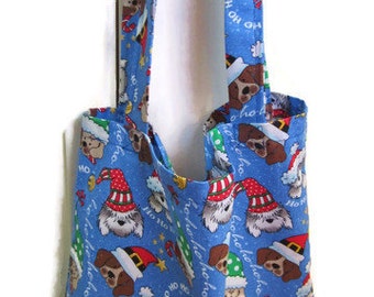 Christmas Tote Bag, Shopping Bag, Reusable Grocery Bag, Holiday Bag