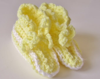 Crocheted Yellow Baby Booties 0-3 Month, Baby Shower Gift