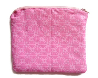 Zipper Pouch, Clutch Purse, Cosmetic Bag, Pink,Storage Pouch