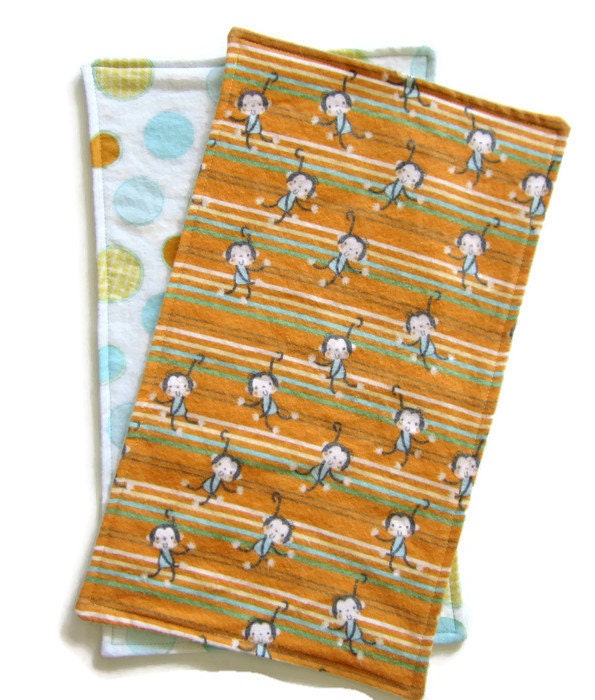 Burp Cloths, Reversible Flannel, Set of 2, Soft Burp Cloths, Unisex