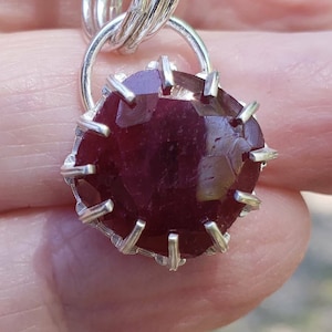 Ruby Burmese Faceted Sterling Silver  Pendant