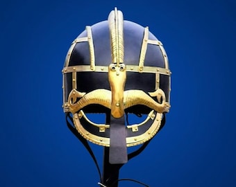 SCA Medieval 16 gauge Vendel Viking Helmet, Steel and Brass Spectacle Armor Helm