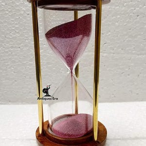 NDI Wooden And Brass 5 Minutes Sand Timer Hour Glass Clock Home Decor Ideal For Exercise, Tea Making, Study Table Decor