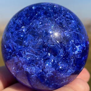 1.9&#39;&#39;+Blue Ball Aura Crackle glass Sphere,crystal ball,Explode glass ball, Aura Crystal Glass Ball,crystal ball decorate,crystal gift 1pc