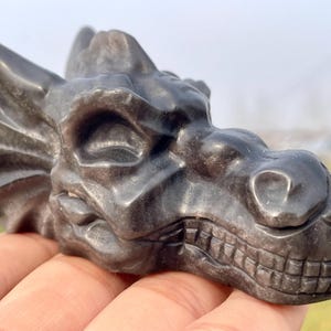 3.1"Natural Silver obsidian dragon head skull,crystal dragon skull quartz crystal gifts home decoration crystal energy healing 1pc