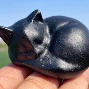 Cráneo de gato de obsidiana natural de 2 pulgadas, cráneo de cristal, tallado a mano, cráneo de cristal, cráneo de gato, decoración del hogar, regalos de cristal, 1 pieza