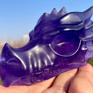 3.9&quot;Natural Fluorite dragon skull,Quartz crystal dragon skull quartz crystal gifts home decoration crystal energy healing 1pc