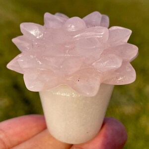 1,7"Flor de quartzo rosa natural,Crânio de flor de cristal de quartzo,Crânio de cristal de quartzo,Decoração de cristal,Presentes de cristal,Cura de cristal 1 peça