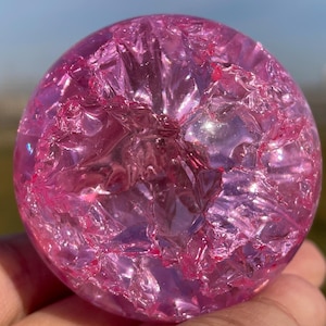 1.9&#39;&#39;+Pink Ball Aura Crackle glass Sphere,crystal ball,Explode glass ball, Aura Crystal Glass Ball,crystal ball decorate,crystal gift 1pc