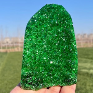 Top Green Geode quartz Cluster,quartz crystal,Mineral Vug specimen,Crystal Geode specimen,Crystal Gifts 1pc