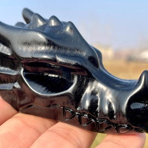 3"Natural obsidian dragon head skull,crystal dragon skull quartz crystal gifts home decoration crystal energy healing 1pc